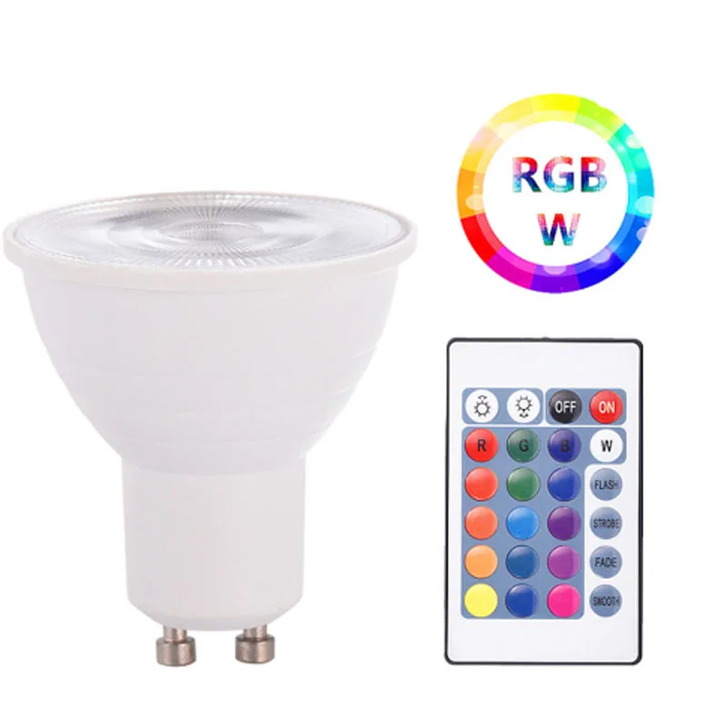 Инфракрасный пульт дистанционного управления 16 цветов E27 GU10 LED RGB лампа AC110V 220V 5W RGBw