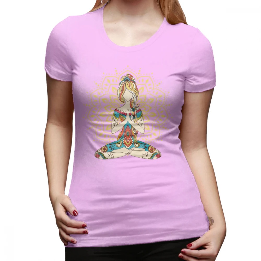 Футболка «Om» Om Chakras minditness медитация дзэн футболка с графическим коротким рукавом женская футболка фиолетовая XXL Женская футболка - Цвет: Розовый