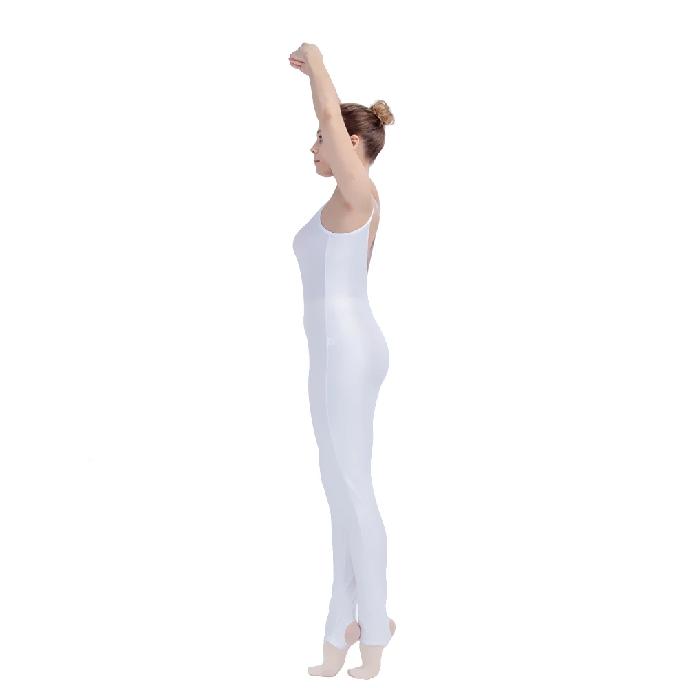 Комбинезон для танцев и гимнастики, белый камисоль из нейлона и лайкры с V-образным вырезом на спине, для женщин и девочек от AliExpress WW