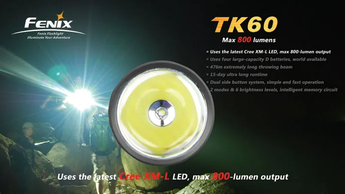 Fenix TK60 Flashlight Cree XM-L LED Torch 800 Lumen 6 Modes High Power Rescue Search | Лампы и освещение