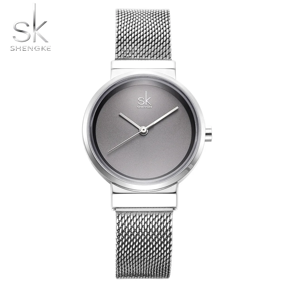 SLIVER Shengke SK Модные женские наручные часы кварцевые творческий наручные часы женские часы Rosegold девушек известный - Цвет: SLIVER