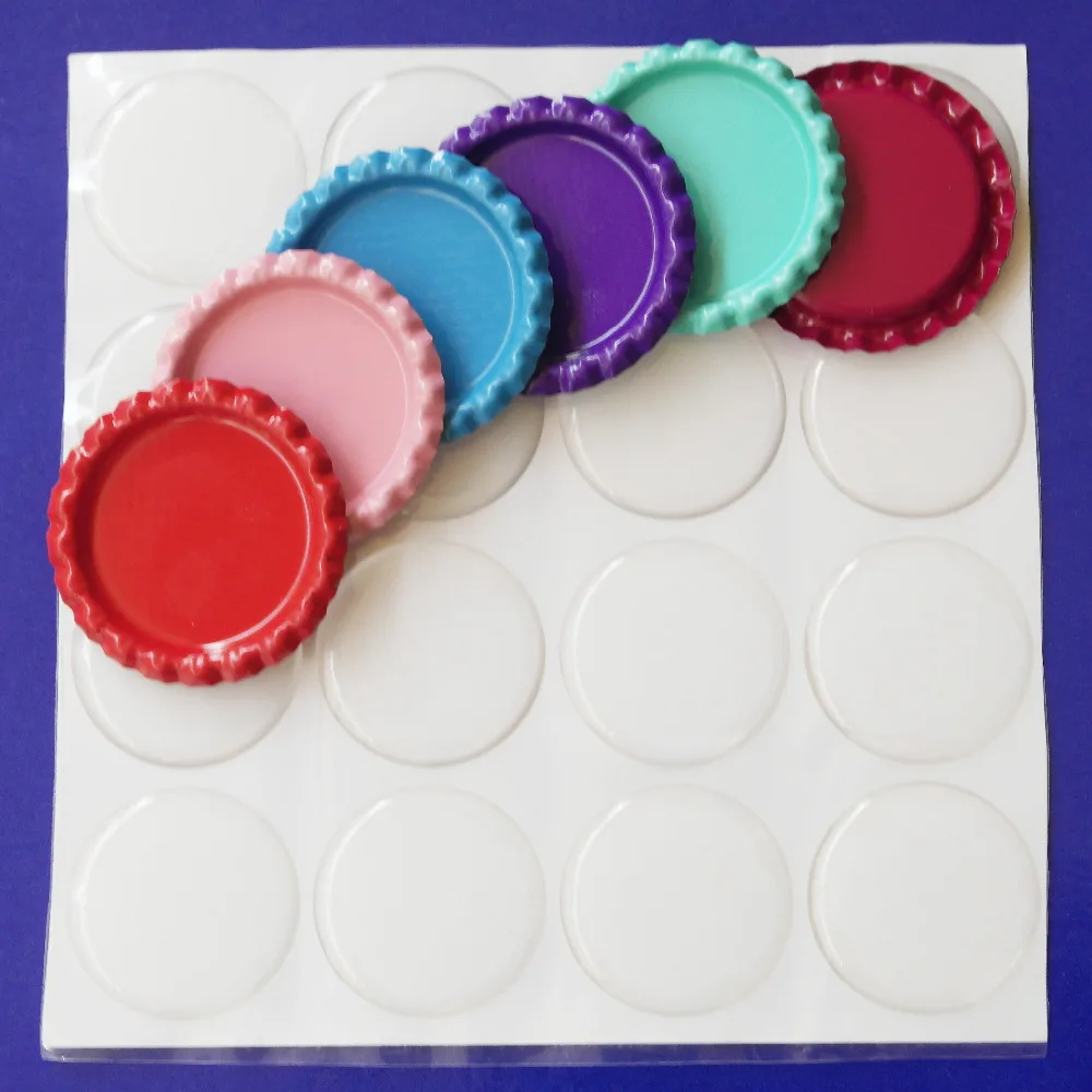 

Free Shipping ! Wholesale 500pcs 1 inch Double Side Colored Flatten Bottle Caps & 500 pcs 1'' Round Clear Epoxy Resin Sticker