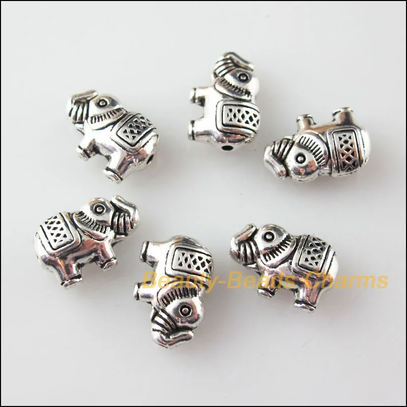 Новый 20 шт. Тибетский серебристый цвет животных Проставка в виде слона бусины