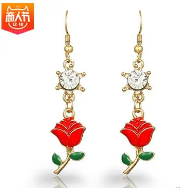 Серьги Lips The Crystal Shiny Drops of Oil Rose с красным цирконом 925 украшения для женщин в стиле цветочного лукса на вечеринку в Дубае.