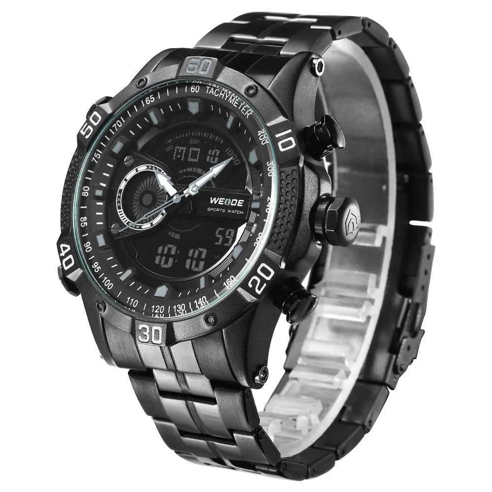 WEIDE люксовый бренд спортивные мужские цифровые move Мужские t Автоматическая Дата хронограф повторитель сигнала тревоги Календарь нержавеющая сталь Ремешок кварцевые часы