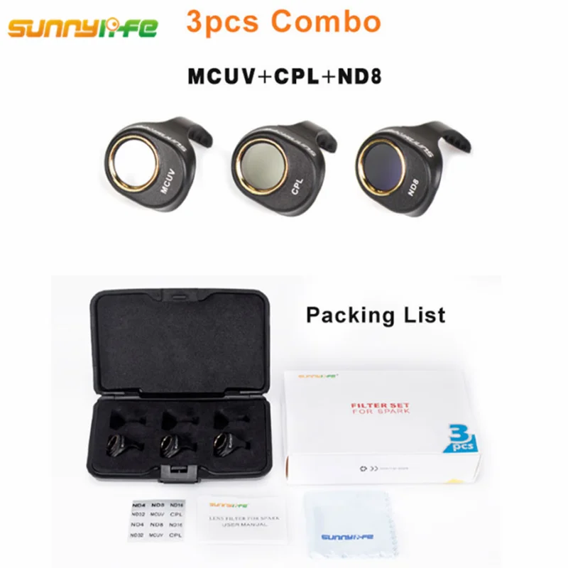 Sunnylife DJI Spark фильтр Gimbal объектив камеры комбо многослойные пленки для покрытия ND4