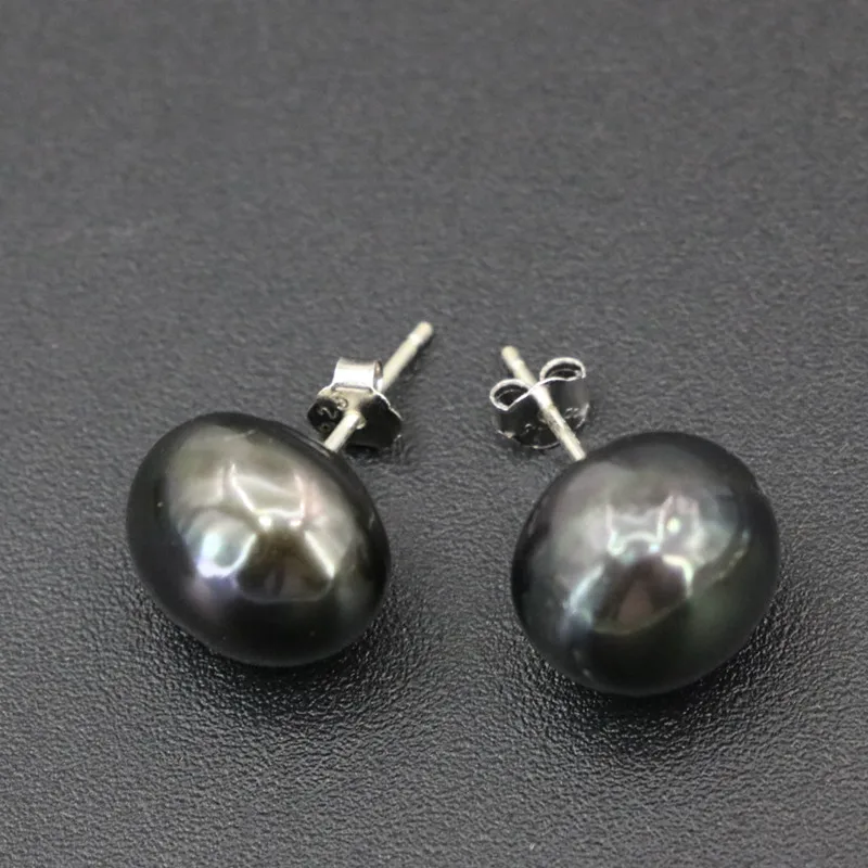 Серьги пусеты из серебра 925 пробы с натуральным пресноводной жемчужиной 12 мм для