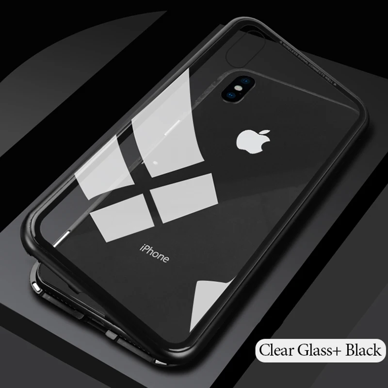 YAGOO Magnetic Adsorption phone case for iphone X 7 plus metal frame cover tempered glass 8 luxury fundas |