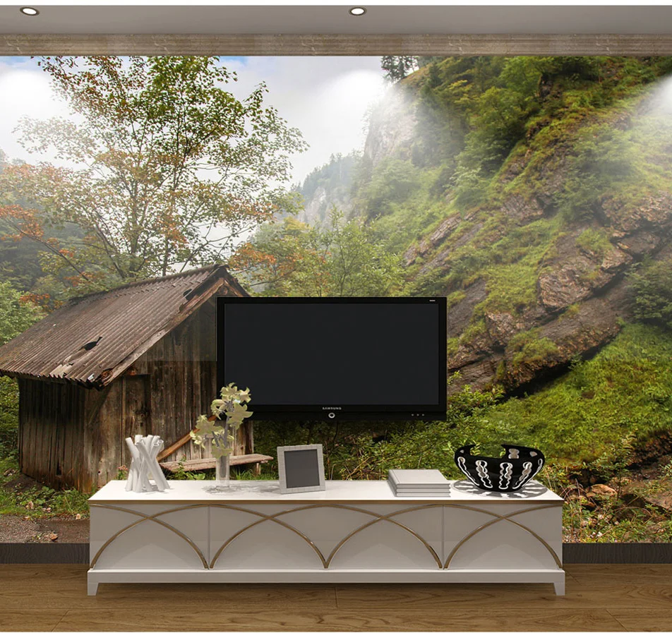 

3D Countryside style photo Wallpaper Wooden house Art Wall Mural Living Room TV background Bedroom 8d Scenery Mural Wallpaper