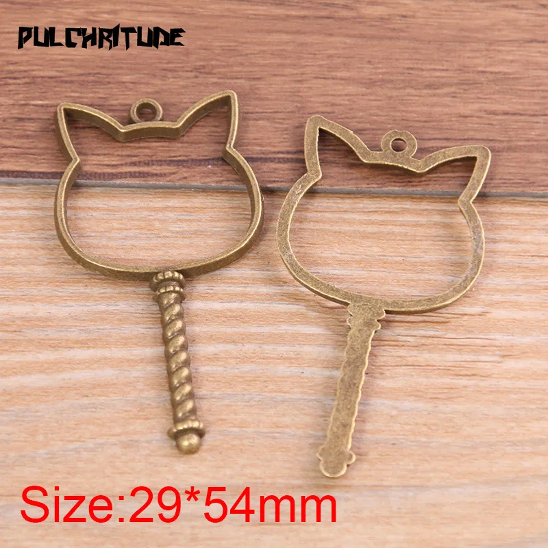  6pcs 29*54mm Three Color Alloy Jewelry Accessories Article For Cat Charm Hollow Glue Blank Pendant Tray Bezel 11B58 | Украшения и