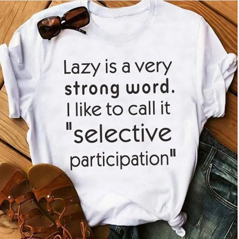 Футболка с надписью LAZY IS A STRONG летняя футболка короткими рукавами в Корейском