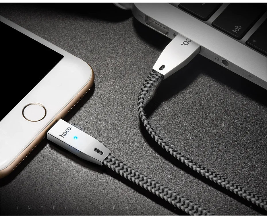 HOCO двойной индикатор светильник для зарядки данных USB кабель для L ightning i Phone 11 Pro X XS XR i Pad 2.4A OTG быстрое зарядное устройство провод Syn