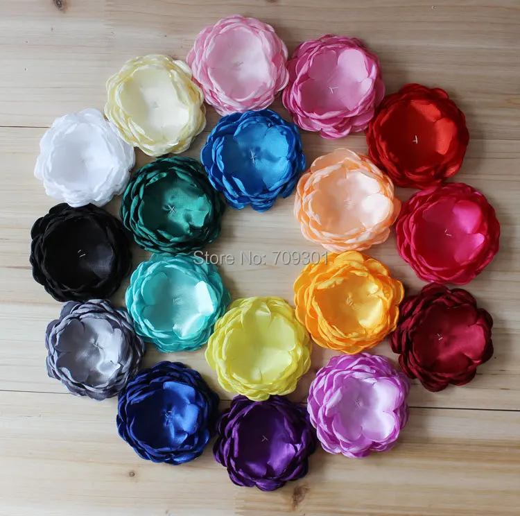 Обожженный цветок 3 дюймов сатиновый обожженный тканевый для повязки на голову