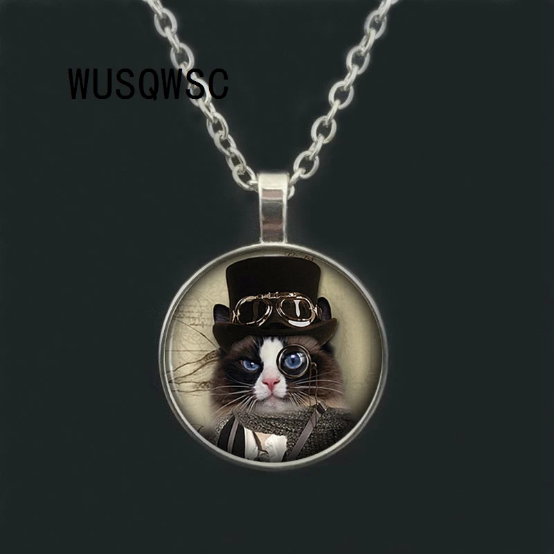 WUSQWSC Алиса чудес Чеширский маленький котенок стимпанк ожерелье подвеска ручной