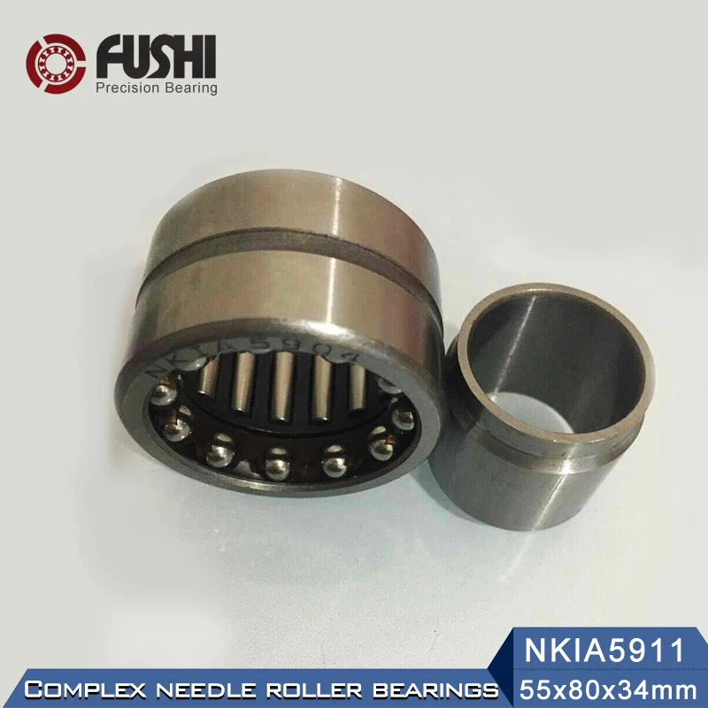NKIA5911 комплексные подшипники 55*80*34 мм (1 шт.) игольчатый роликовый радиально