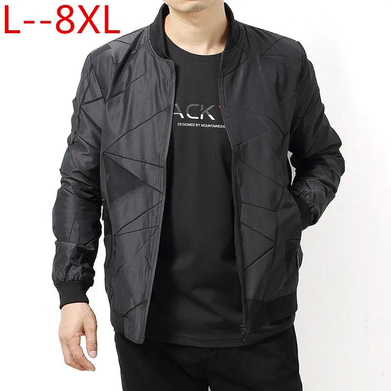 Большие размеры 8XL 6XL 5XL 4XL Новое поступление Для мужчин Куртки Лоскутная Повседневное брендовая одежда Стенд ошейник с длинным рукавом мужской верхней одежды большой - Цвет: Черный