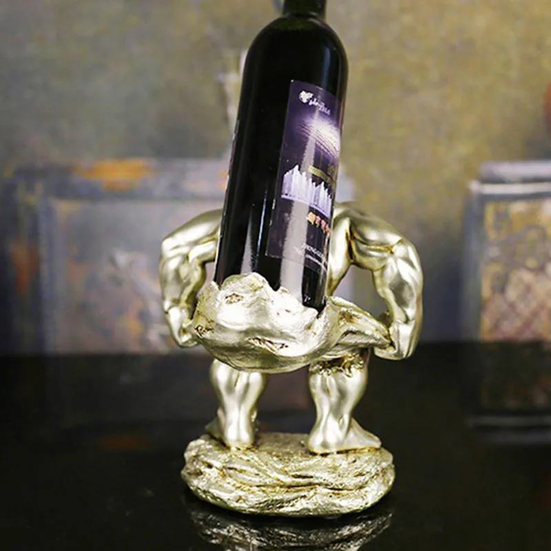Resin Crafts Europe Home Decoration Hercules Wine Rack Figurines Hotel Decorations Creative Miniature Holder Gifts | Дом и сад