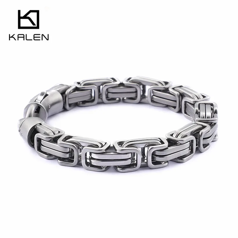 KALEN,, дубайские золотые браслеты из нержавеющей стали на цепочке для мужчин, модные мужские золотые браслеты 22,5 см, байкерские ювелирные изделия - Окраска металла: KB93854-BD