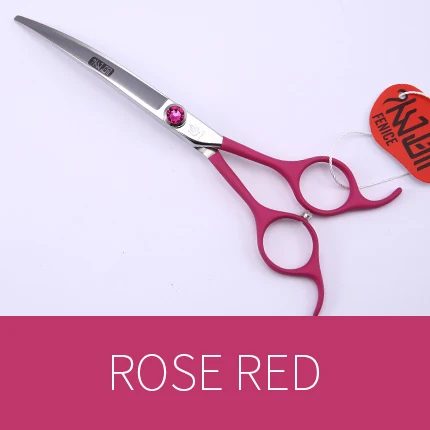 Rose Red Fenice в использовании профессиональное красочное 6,5 дюймов собака мелких животных собака уход за волосами изогнутые ножницы - Цвет: Rose Red