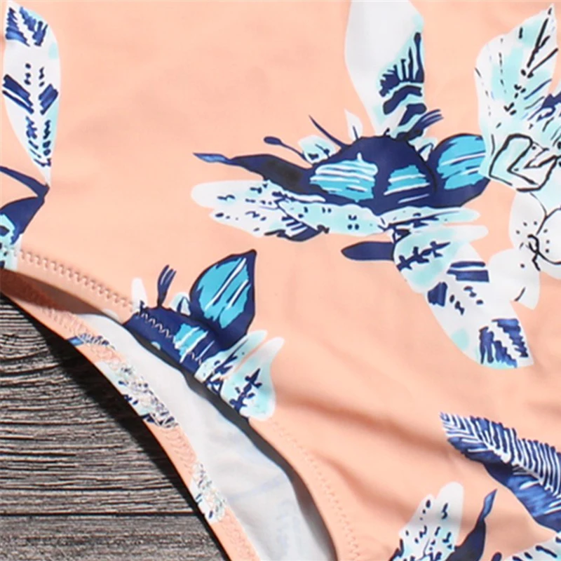 2019 г. пикантные для женщин одна деталь купальник ретро оранжевый цветочный принт