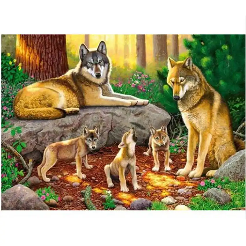 wolf painting 33 Diy картина по номерам, Мак, Раскраска по номерам, красочный Кот Раскраска по номерам - Цвет: wolf painting 33