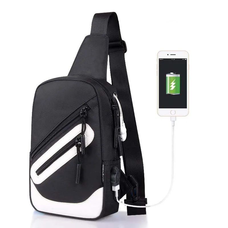 Сумки через плечо с USB зарядкой для мужчин мессенджер нагрудной мешок молодых
