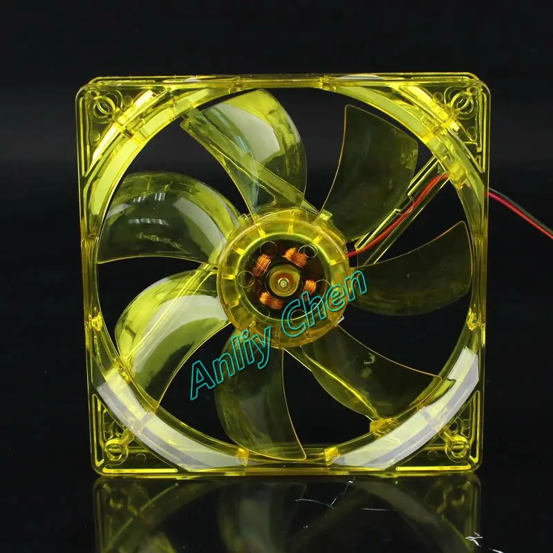 500 штук в партии 120 мм 25 12 см PC чехол для компьютера DC 12V желтый LED 4Pin Вентилятор