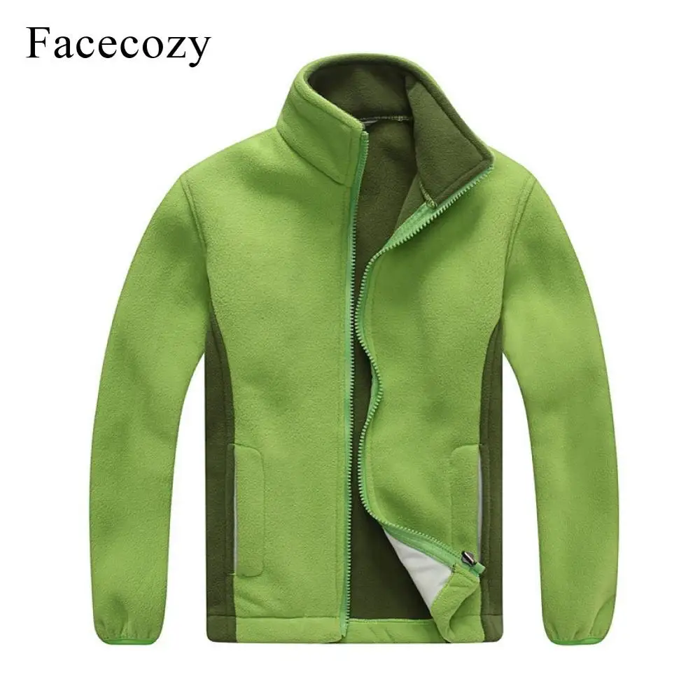 Candy Green Jacket Facecozy, детское зимнее плотное теплое флисовое пальто антистатические походные куртки униформа для мальчиков и девочек, для альпинизма, верховой езды, спорта на открытом воздухе - Цвет: Candy Green Jacket