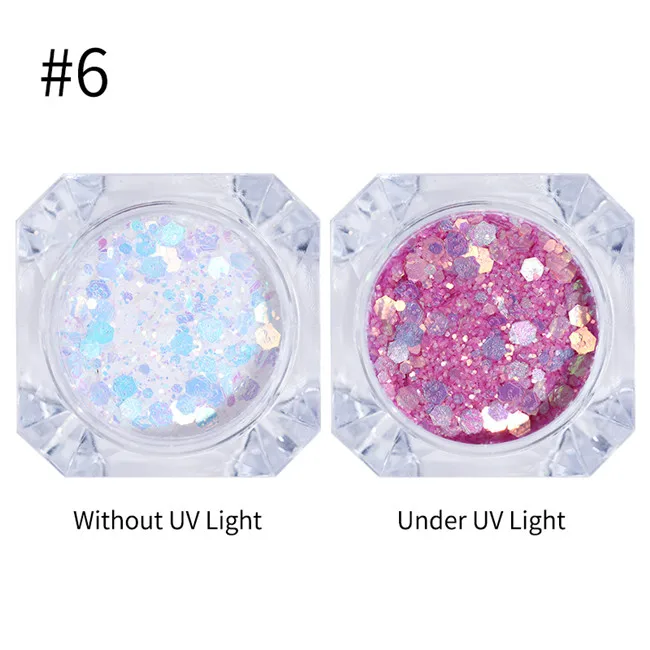 Color 6 1 коробка блеск для ногтей блестки светильник изменение цвета AB блестящие пайетки Советы Маникюр DIY Дизайн ногтей 3D украшение DIY для геля - Цвет: Color 6