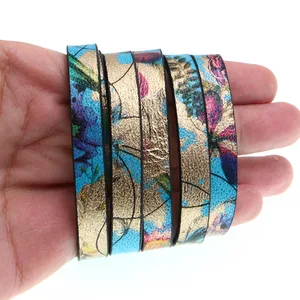 XCHARMS10 мм синий цветок плоский кожаный шнуржимолости веревкаювелирные изделия аксессуарыИзготовление ювелирных изделийматериалы для браслетов