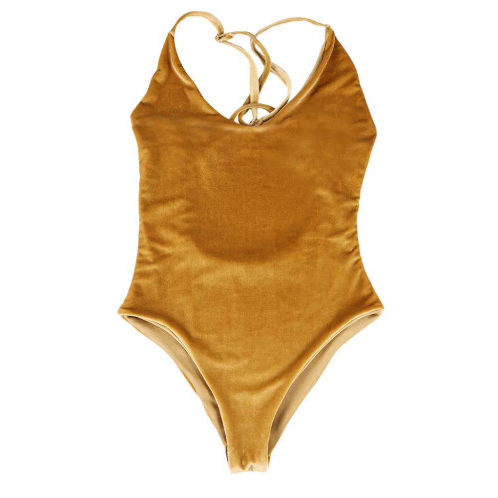 Цельный купальник 2018 бархатный женский сексуальный купальный костюм Монокини