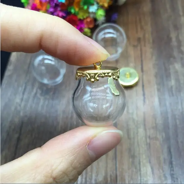 5 компл./лот 25*15 мм 20*15 стеклянный шар круглый с золотой набор ювелирной фурнитуры