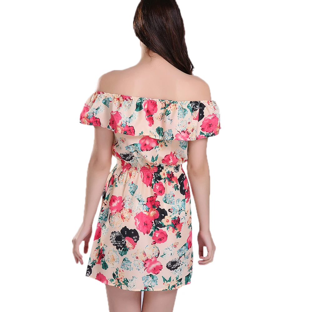 Летнее женское платье с цветочным принтом повседневное шифоновое мини-платье