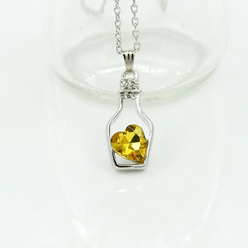 Кристальные ожерелья в виде сердца женские серебряные подвески бутылки стразы