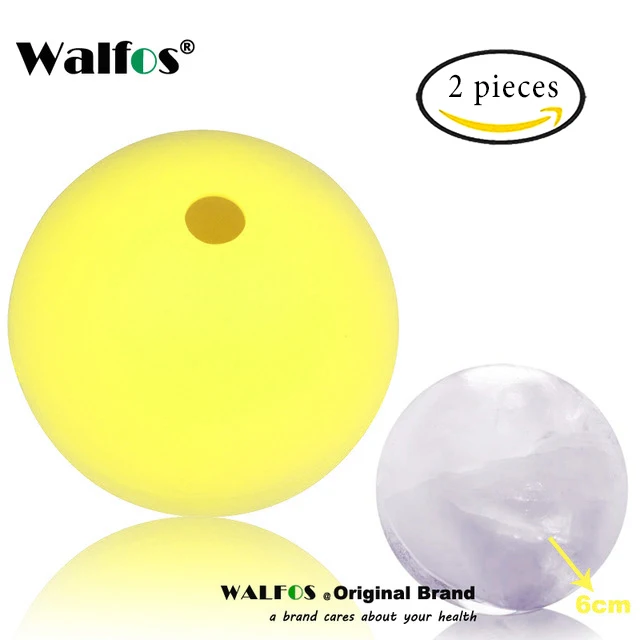 WALFOS 2 шт. пищевой большой шарик льда для виски 6 см Круглый виски силиконовый ледяной шар плесень большая сфера ледяной шар для виски производитель - Цвет: yellow