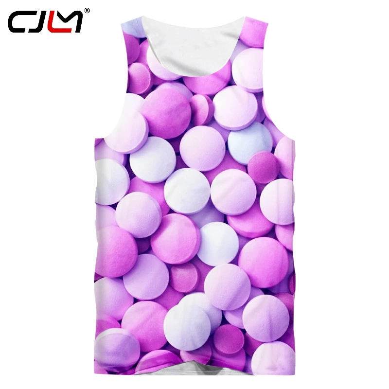 

CJLM Fashion Man Tank Top 3D Medicine Sugar Funny Tee Shirt Streetwear Mens Whole body printing Oversized Tracksuit