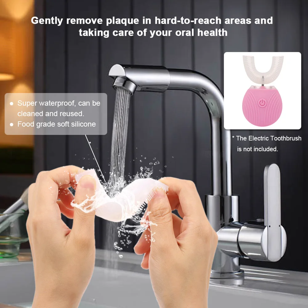 360 градусов Автоматическая звуковая электрическая зубная щетка головка U-типа