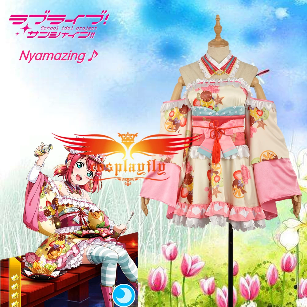 Платье для девочек Aqours Ruby Kurosawa костюм косплея взрослых и женщин шапка