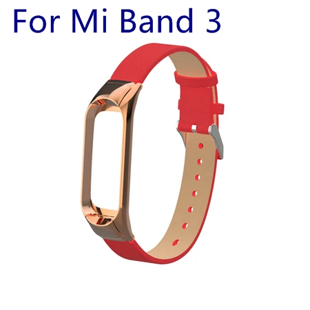 Red For Band 3 Yuedaer для Xiaomi mi Band 3 4 фитнес-трекер цветной кожаный mi Band 4 3 ремешок черный золотой чехол Модный браслет напульсники - Цвет: Red For Band 3