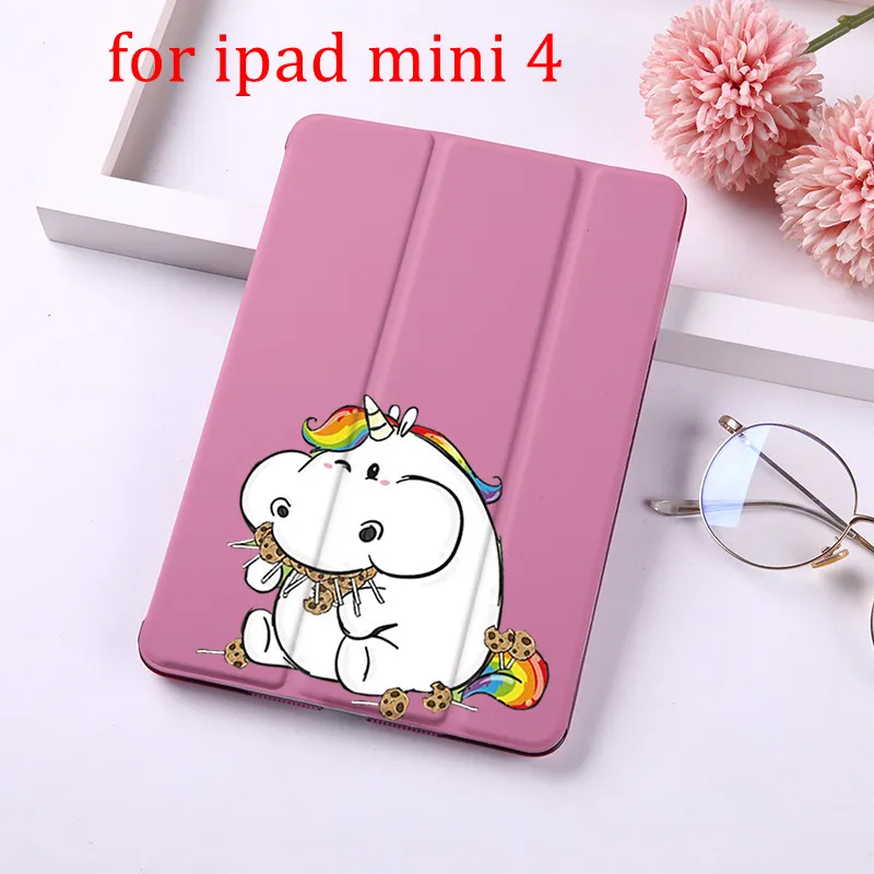 for mini 4 Мультяшный чехол с единорогом для iPad Mini 1 2 3 4 5 чехол для планшета для iPad Mini 5 7,9 дюймов из искусственной кожи - Color: for mini 4