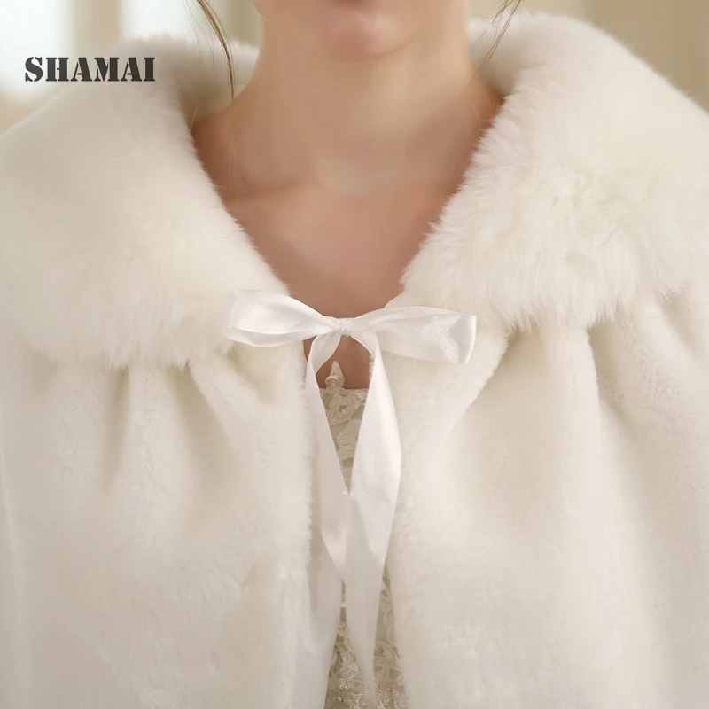 SHAMAI, зимнее Болеро для невесты из искусственного меха, накидка s, теплая меховая болеро, настоящая фотография, женская свадебная накидка, вечерний жакет AL5466