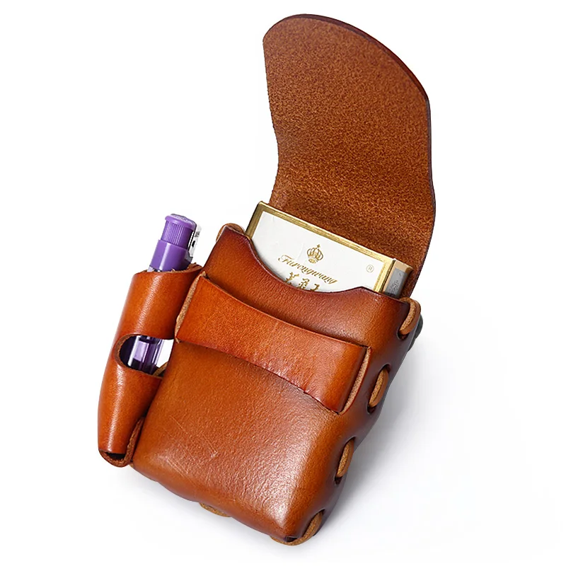 

Ruil Casual Retro Men Belt Small Waist Bag Amekaji Handmade Cow Leather Cigarette Case Bags Cowhide Multi-Functional New Handbag
