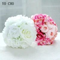 yo cho wedding bouquet silk pink roses hydrangea peony flower artificial wedding bouquet for bridesmaid bridal marriage supplies