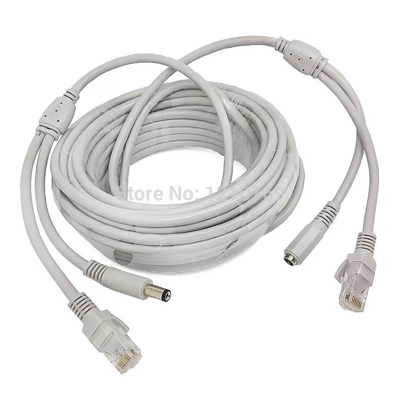 15 м/49 футов CCTV сетевой кабель RJ45 + DC мощность CAT5/CAT-5e Расширение Ethernet для NVR системы