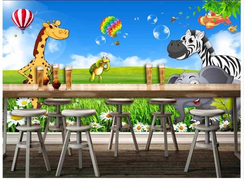 3d обои для стен детей Мультяшные с животными домашний декор|3d wallpaper|wallpaper for wallscustom
