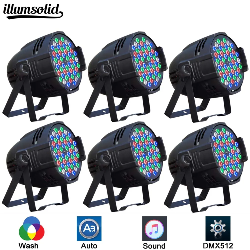 6 шт./лот алюминиевый сплав светодиодный Par 54x3 Вт RGB 3в1 Can 64 Светодиодный прожектор