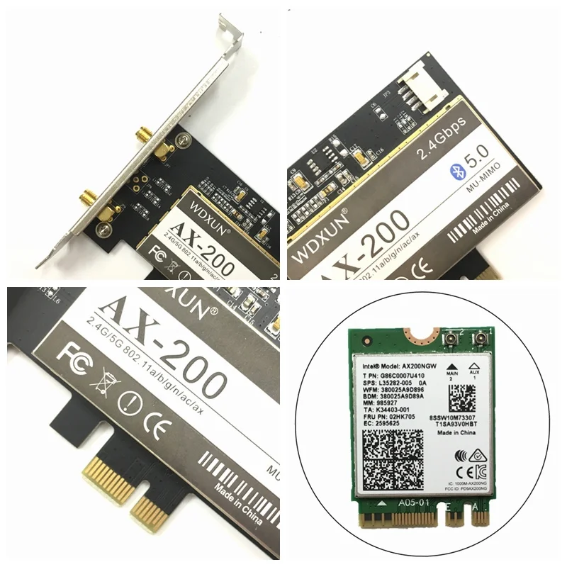 Беспроводной настольный адаптер AX200NGW Wi Fi 6 Bluetooth 5 0 2400 Мбит/с|Сетевые карты| |