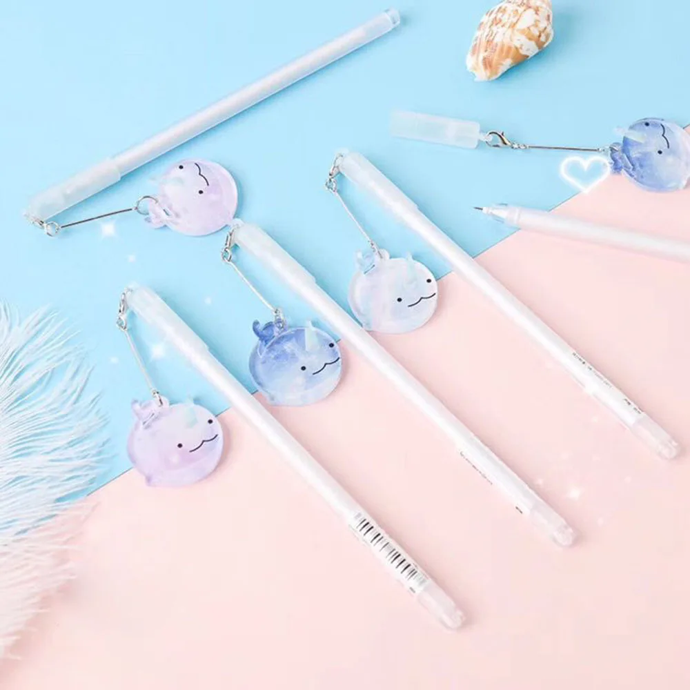 1 шт. милый Kawaii Narwhal кулон гелевая ручка подпись Escolar Papelaria школьные офисные