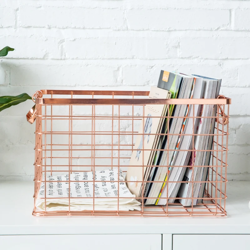 Скандинавские Ins розовое золото корзина для хранения Роскошная Скандинавия