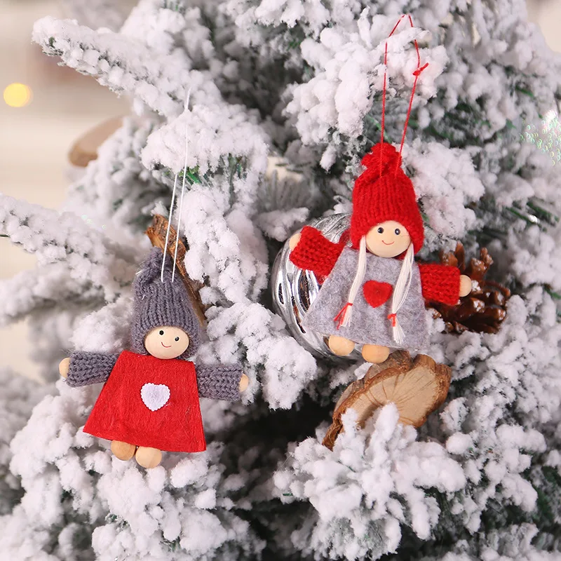 Год Noel Рождественский Ангел-девочка мальчик лыжные плюшевые куклы Рождественская елка орнамент кулон вечерние рождественские украшения для дома